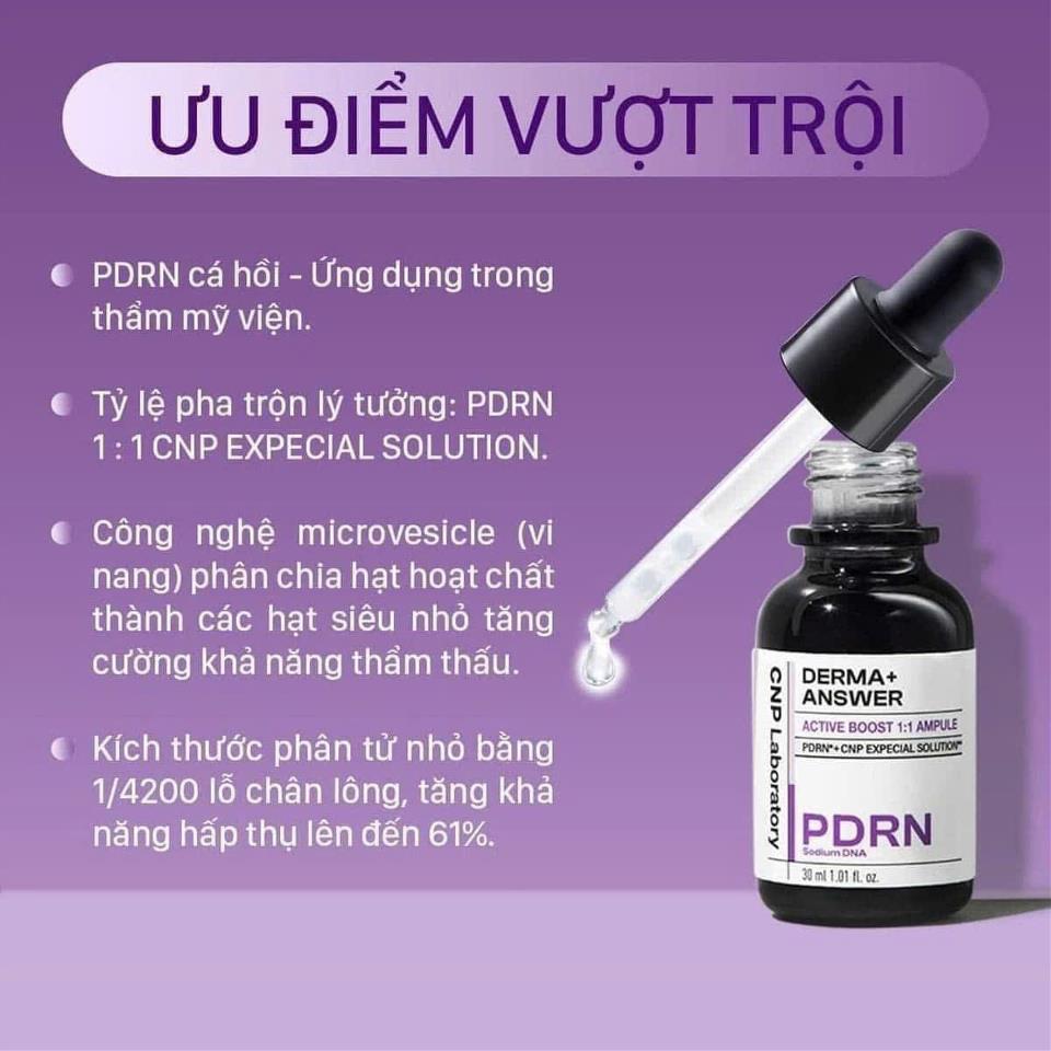 Tinh chất PDRN căng bóng, sáng da, hỗ trợ tái sinh 𝐂𝐍𝐏 𝐃𝐞𝐫𝐦𝐚+ 𝐀𝐧𝐬𝐰𝐞𝐫 𝐀𝐜𝐭𝐢𝐯𝐞 𝐁𝐨𝐨𝐬𝐭 𝐀𝐦𝐩𝐮𝐥𝐞 𝟑𝟎𝐦𝐥